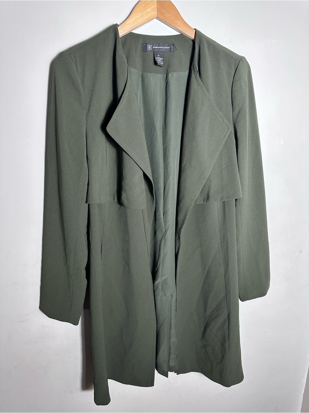 INC International Concepts Olive Trench Cardigan Jacket